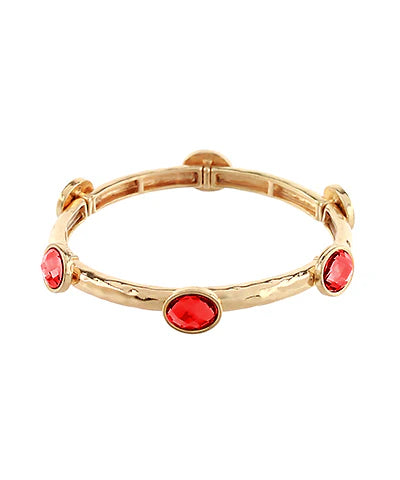 Laura Oval Glass Bracelet| Red