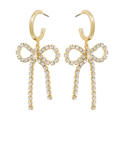 Gold Crystal Bow Earrings