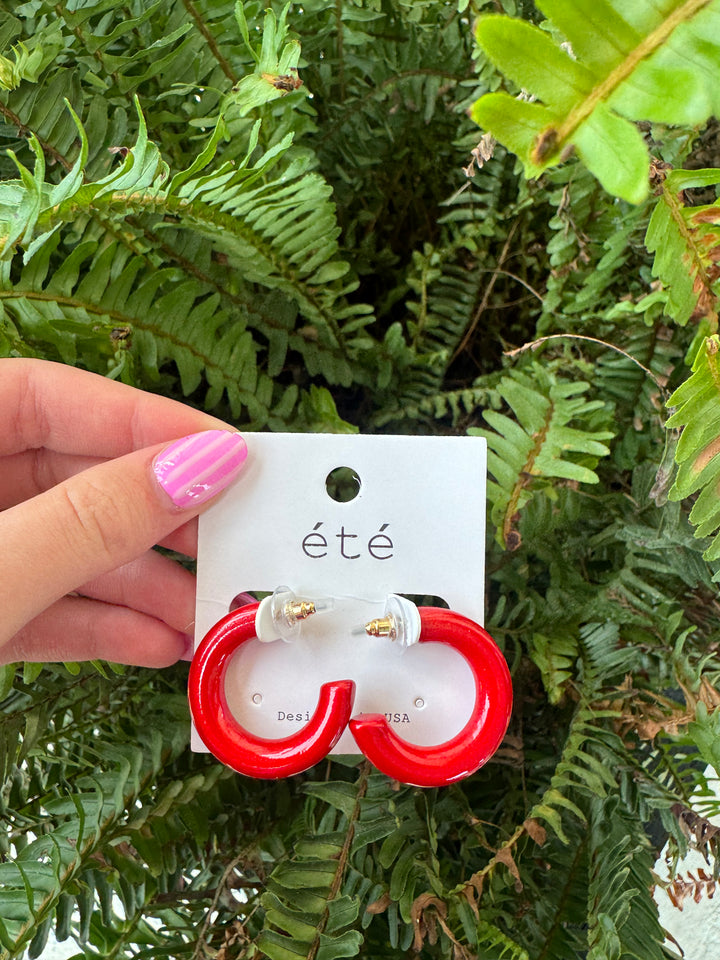 Gameday Red Hoop Earrings