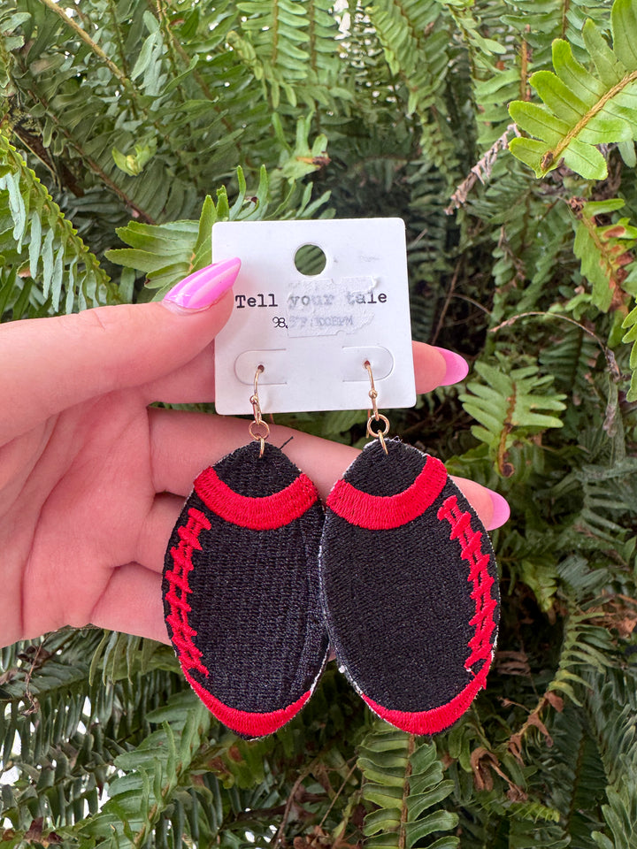 Red & Black Football Earrings