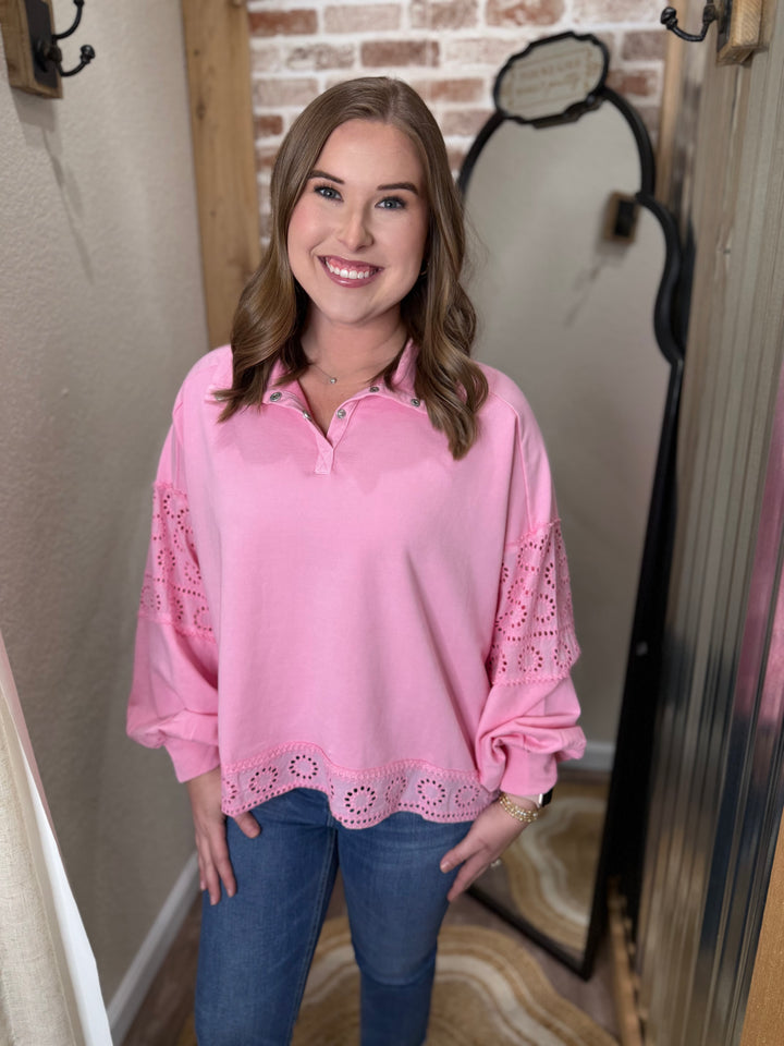Rosey Eyelet Top