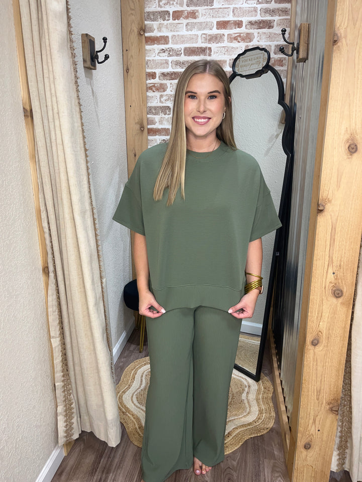 Macy Ribbed Set|Light Olive