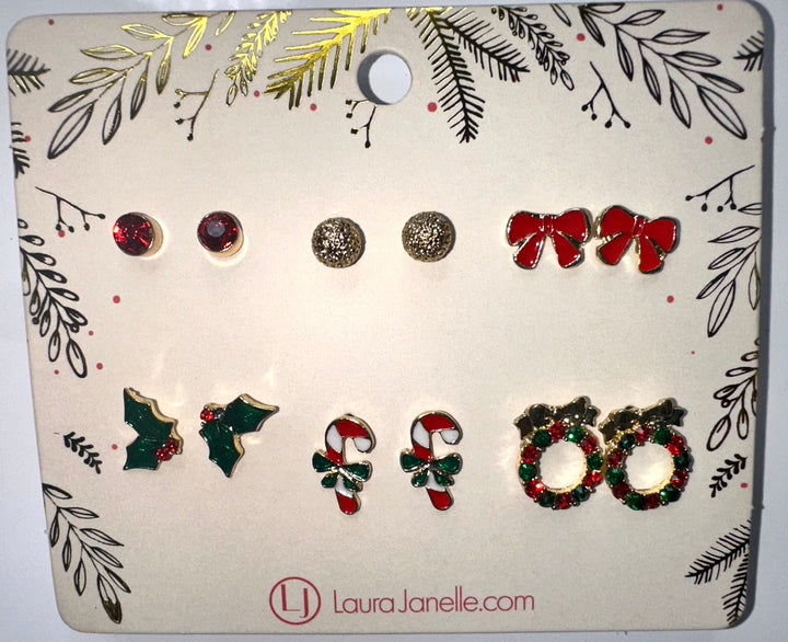 6 Piece Earring Set - Bow Studs