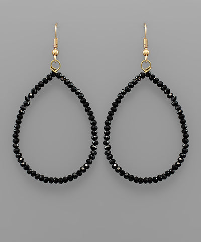 Black Beaded Teardrop Earrings
