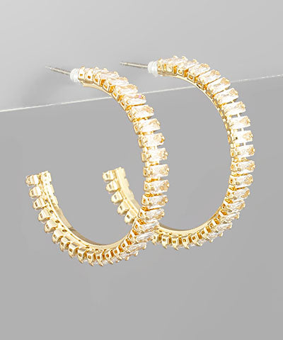CZ Crystal Hoop Earrings