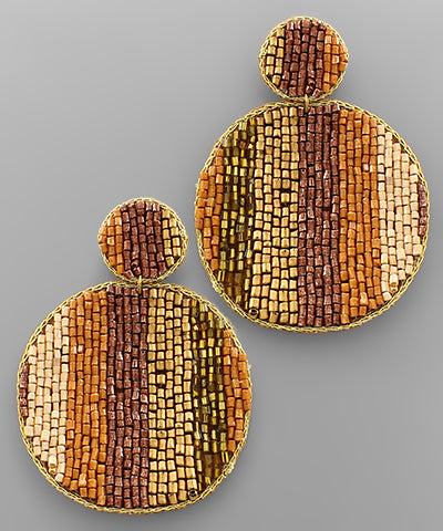 Brown Stripe Bead Earrings