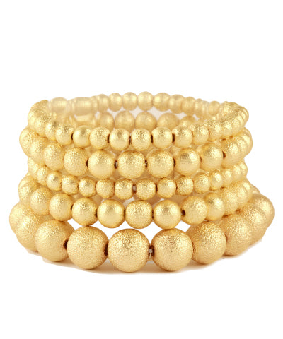 Worn Gold Textured Ball Bead Bracelet