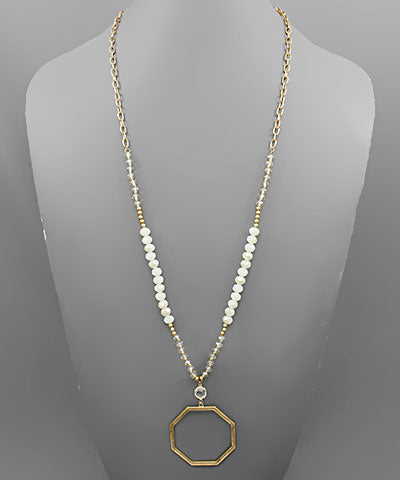 Octagon Pendant Bead Necklace