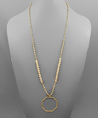 Octagon Pendant Bead Necklace