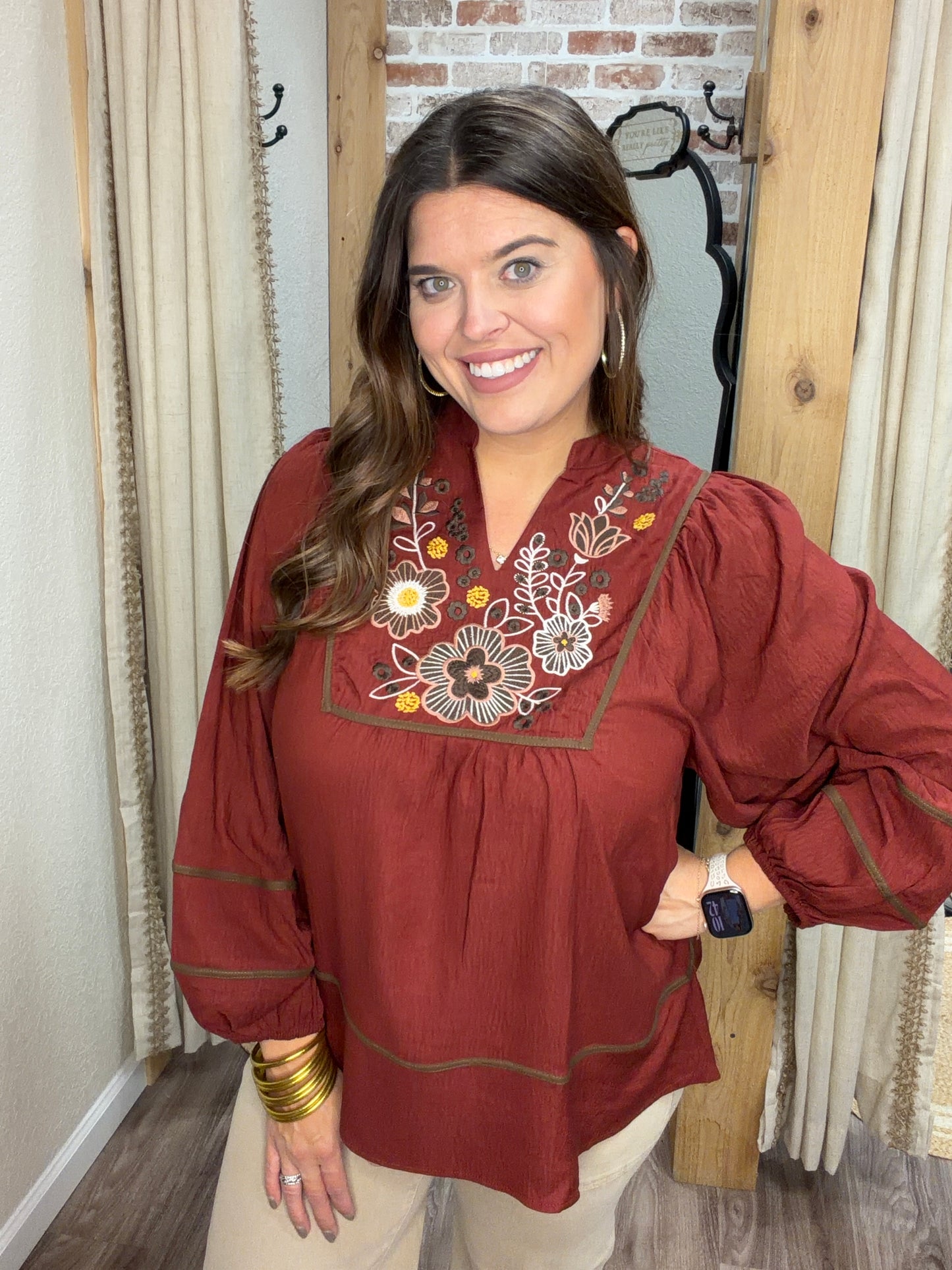 The Cutest In the Patch Embroidery Top