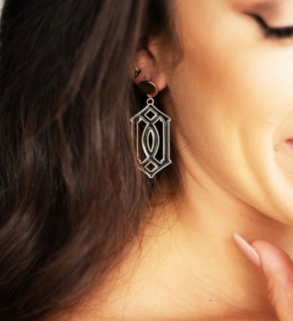Black Trellis Earrings
