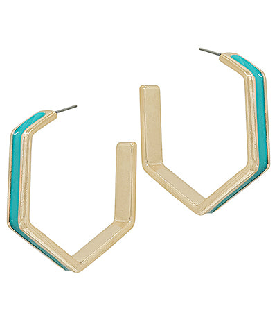 Sunny Hexagon Hoops-Teal