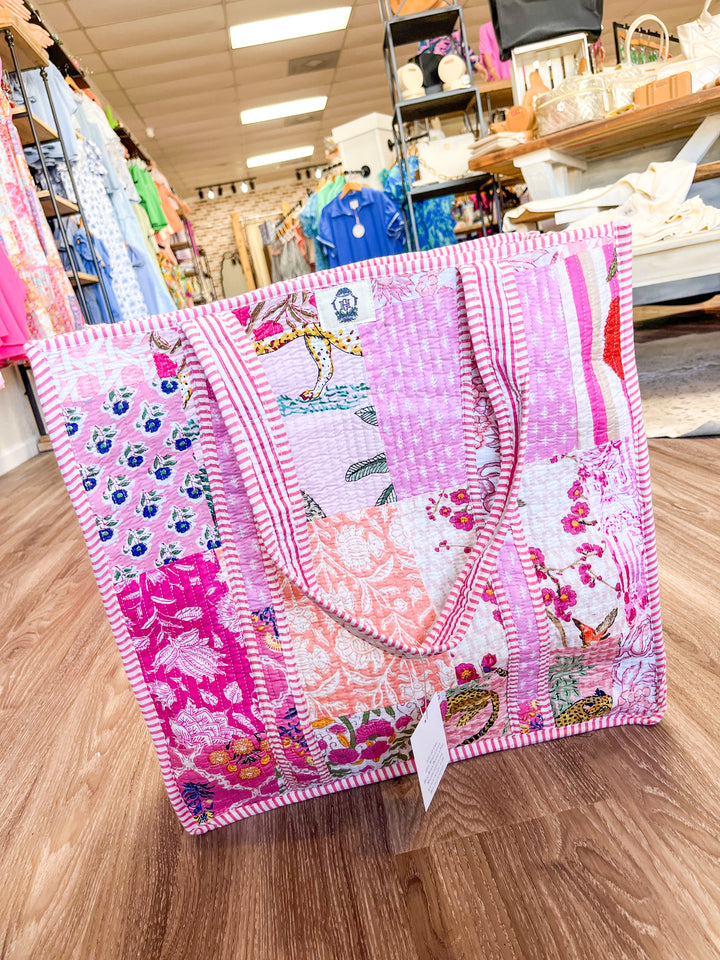 Pink City | Large Quilted Tote Bag