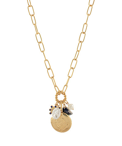 Round Locket & Multi Charm Necklace