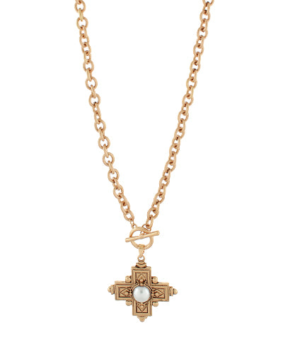 Byzantine Cross & Pearl Necklace