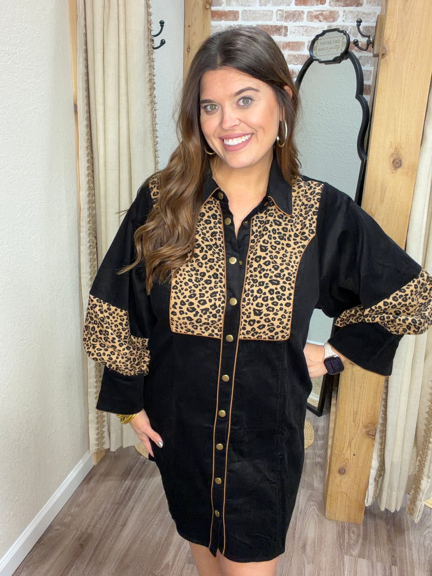 Fierce Favorite Leopard Corduroy Dress