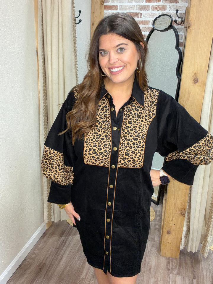 Fierce Favorite Leopard Corduroy Dress