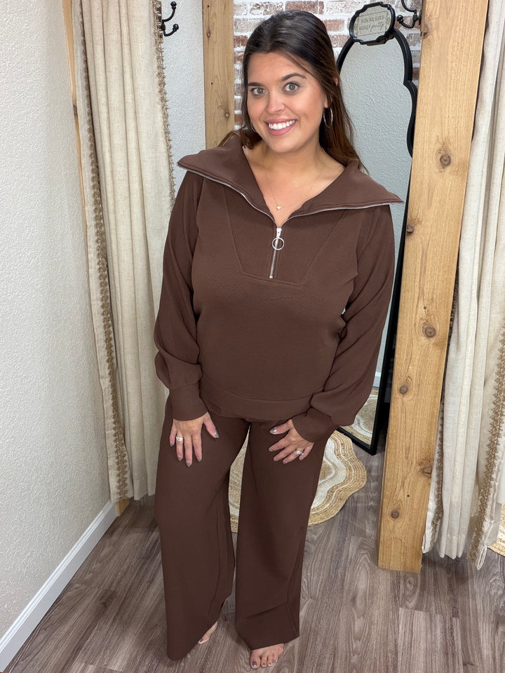 Miley Quarter-zip Set | Brown