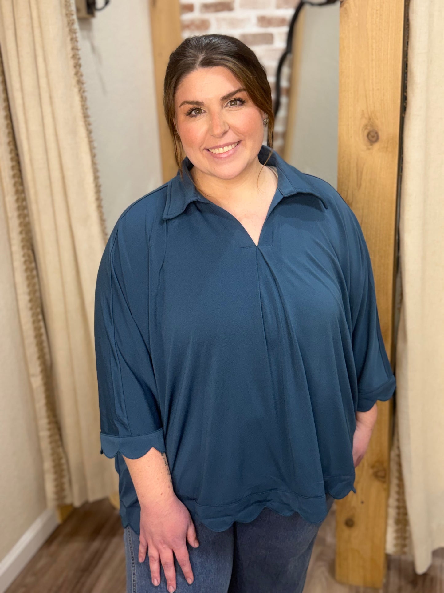 Curvy | Love Always Scalloped Top