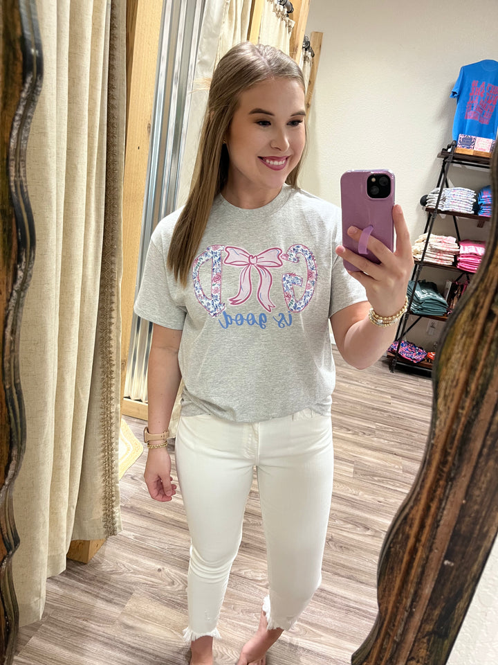 God is Good Floral Ribbon | Ash Grey