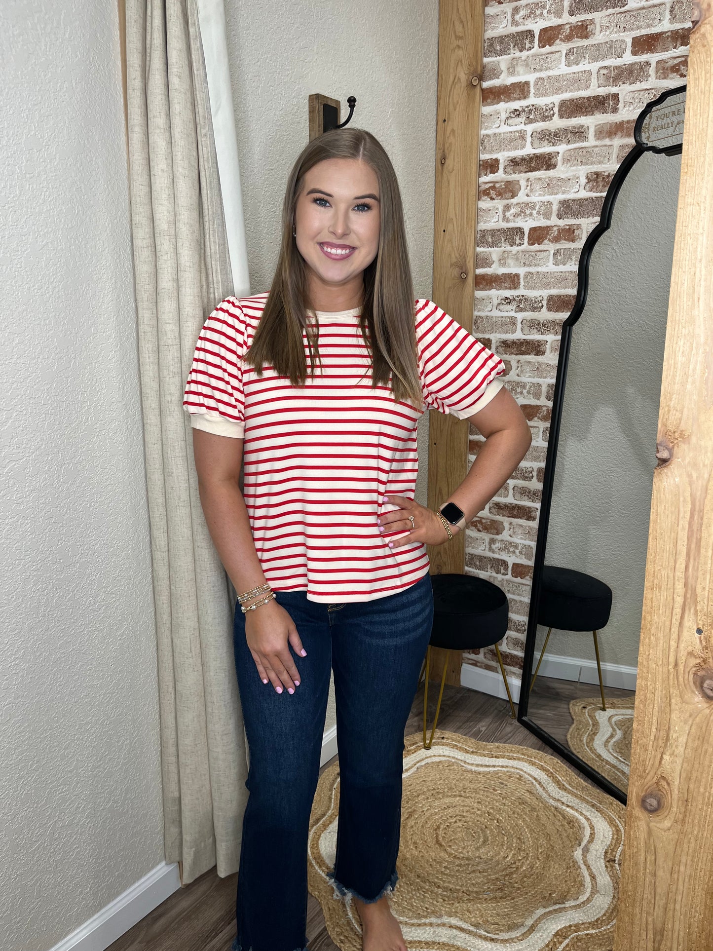 Double Down Red Stripe Top