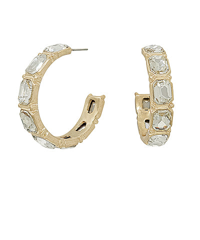 Sloane Emerald Cut Hoops| Clear