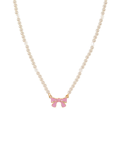 Pearl Bead & Bow Necklace