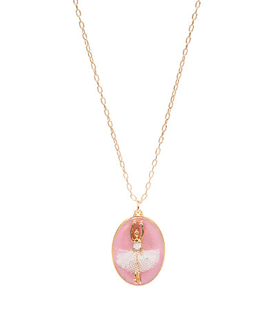 Oval Shape Ballerina Pendant Necklace