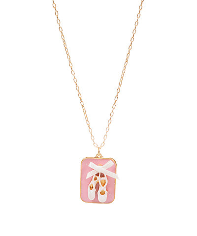 Rectangle Ballet Shoes Pendant Necklace