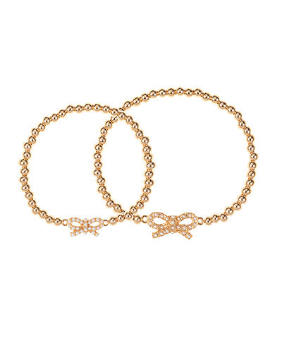 Pearl Bow Charm Metal Bracelet