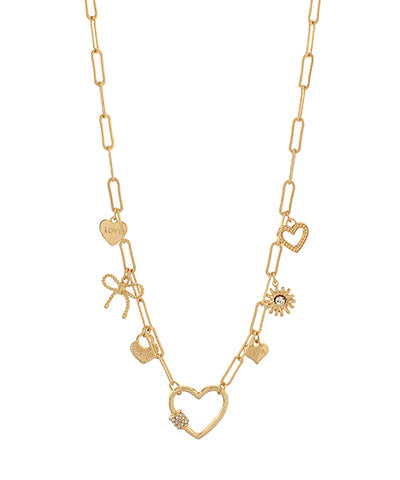 Summer Heart & Bow Charm Necklace