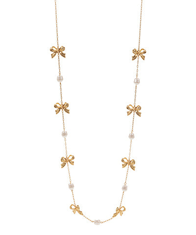 Rosie Bow & Pearl Long Necklace