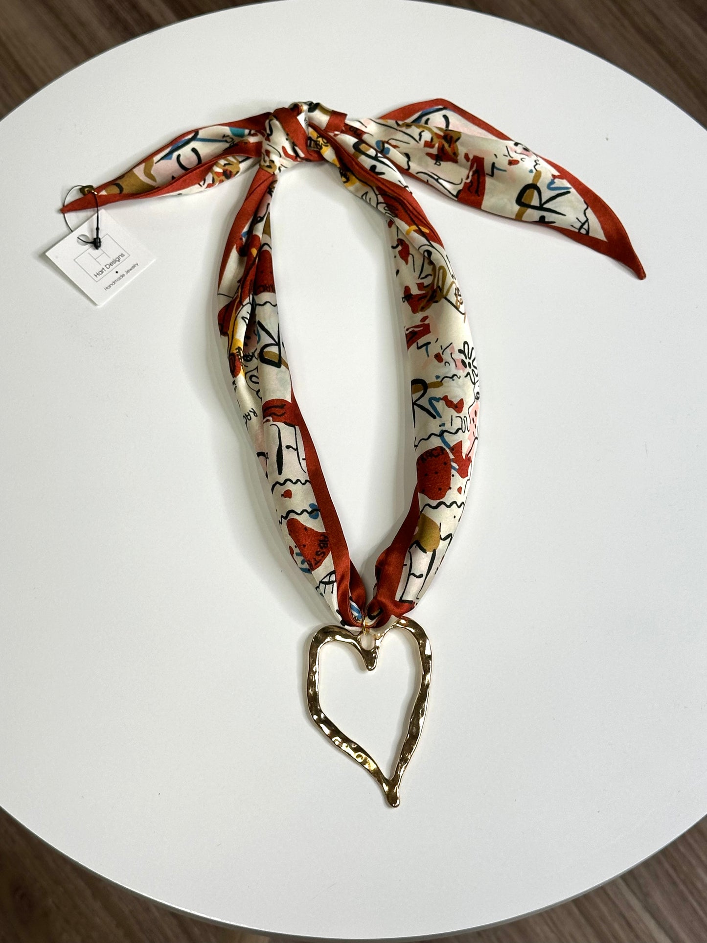 Hart Designs Scarf Necklace Rust Heart
