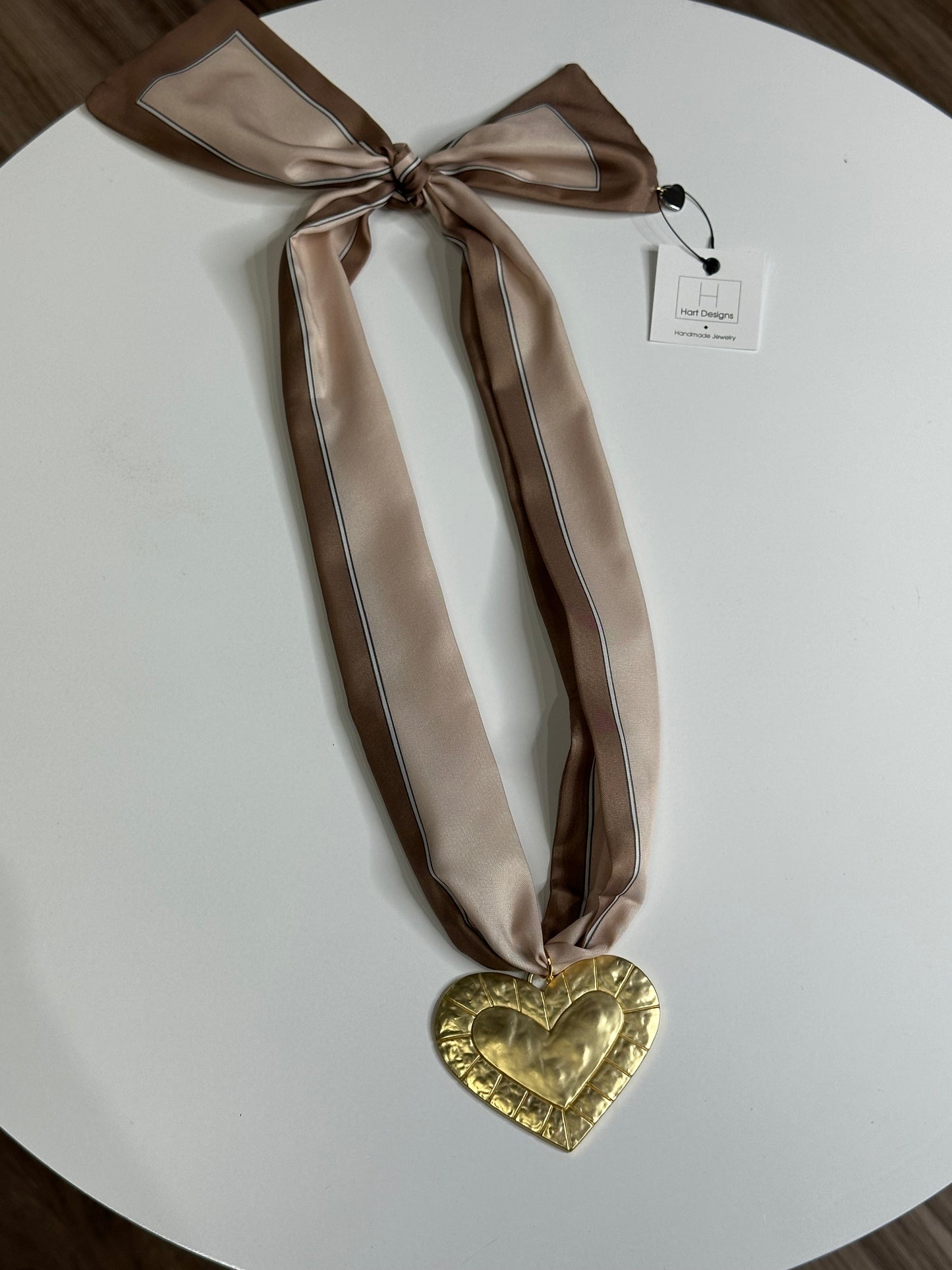 Hart Designs Scarf Necklace- Brown Heart