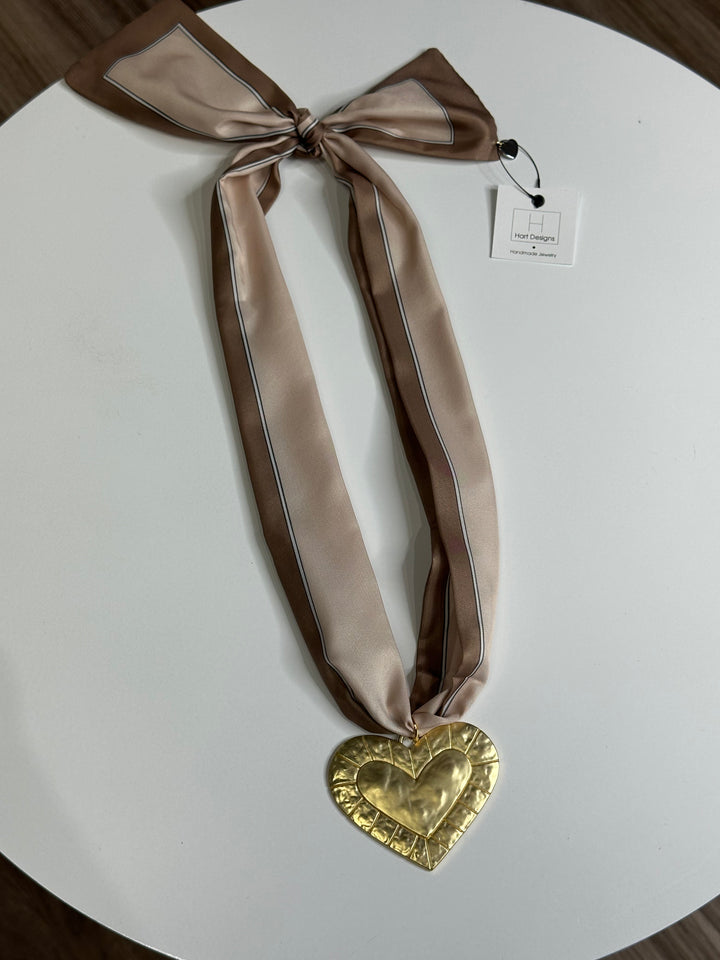 Hart Designs Scarf Necklace- Brown Heart