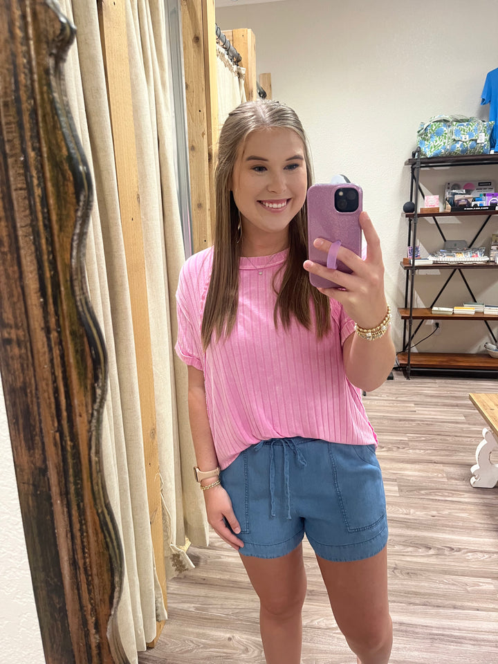 The Nova Acid Washed Top| Candy Pink