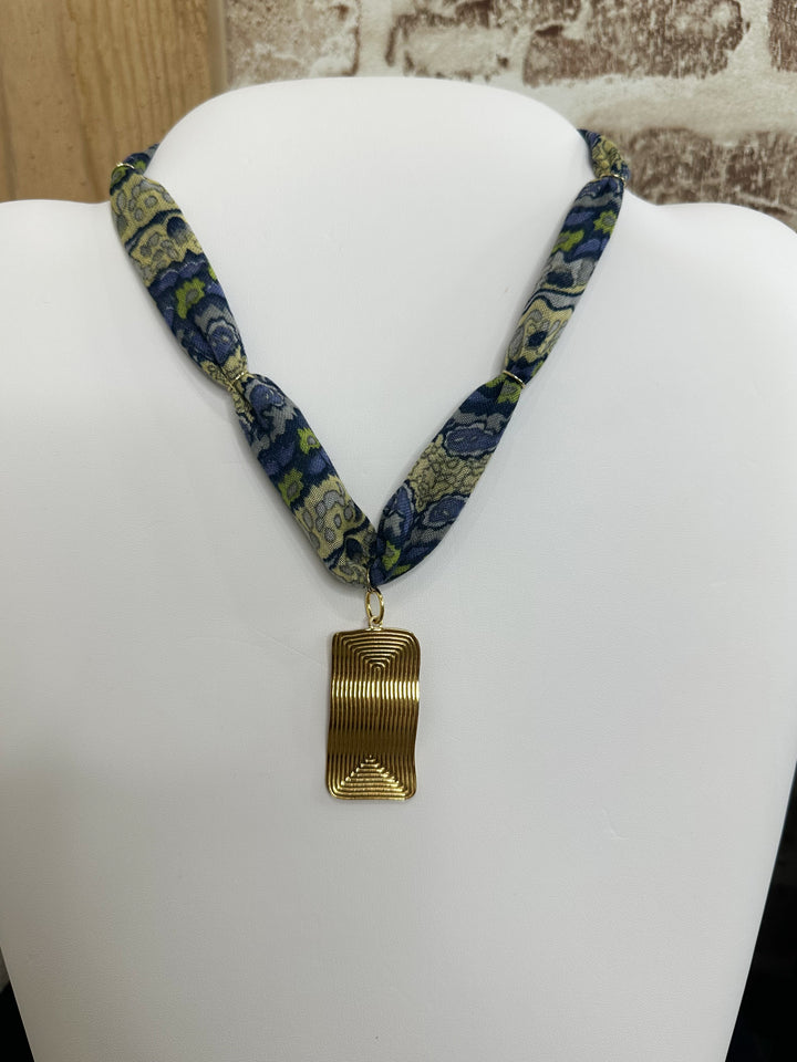 Navy Scarf Necklace