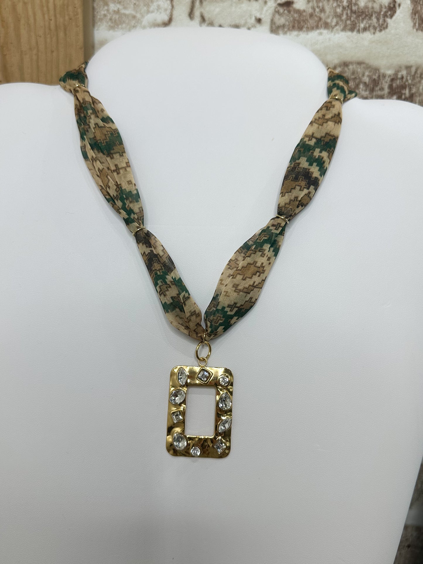 Brown & Olive Scarf Necklace