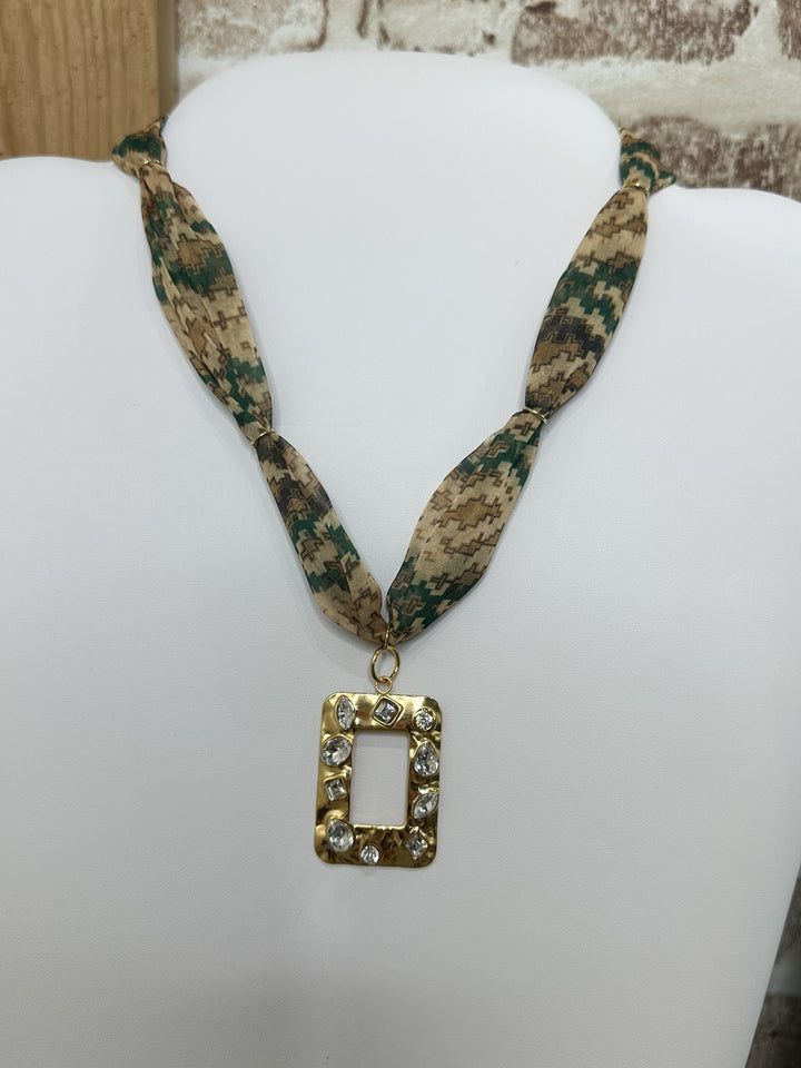 Brown & Olive Scarf Necklace