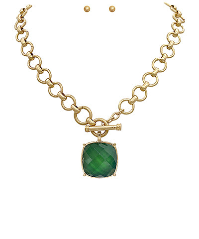 Laurie Stone Necklace| Dark Green