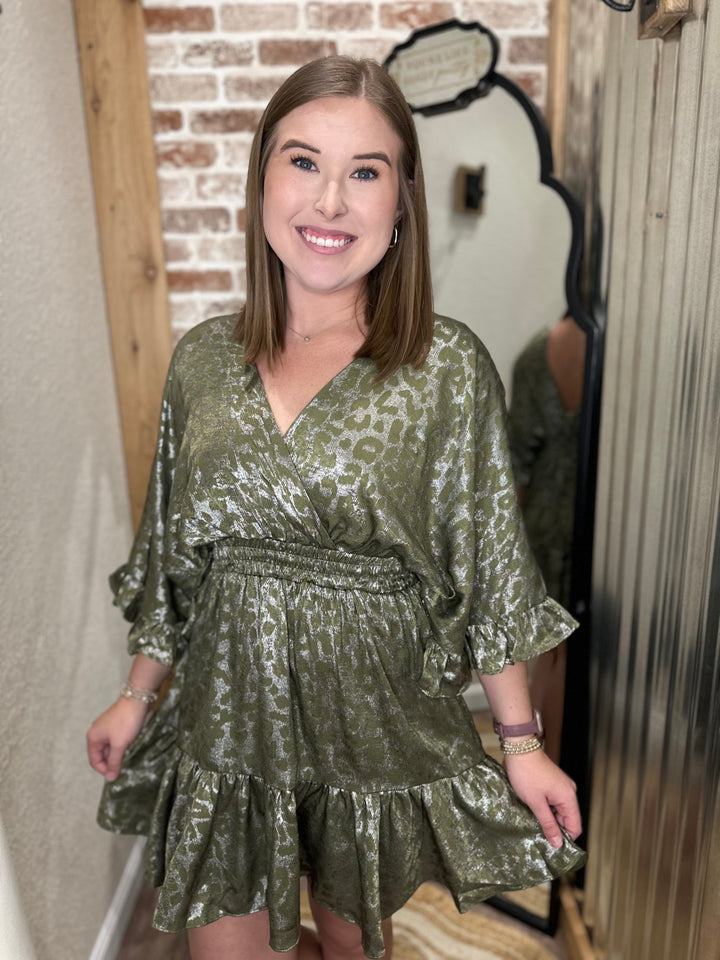 Adeline Olive Cheetah Dress