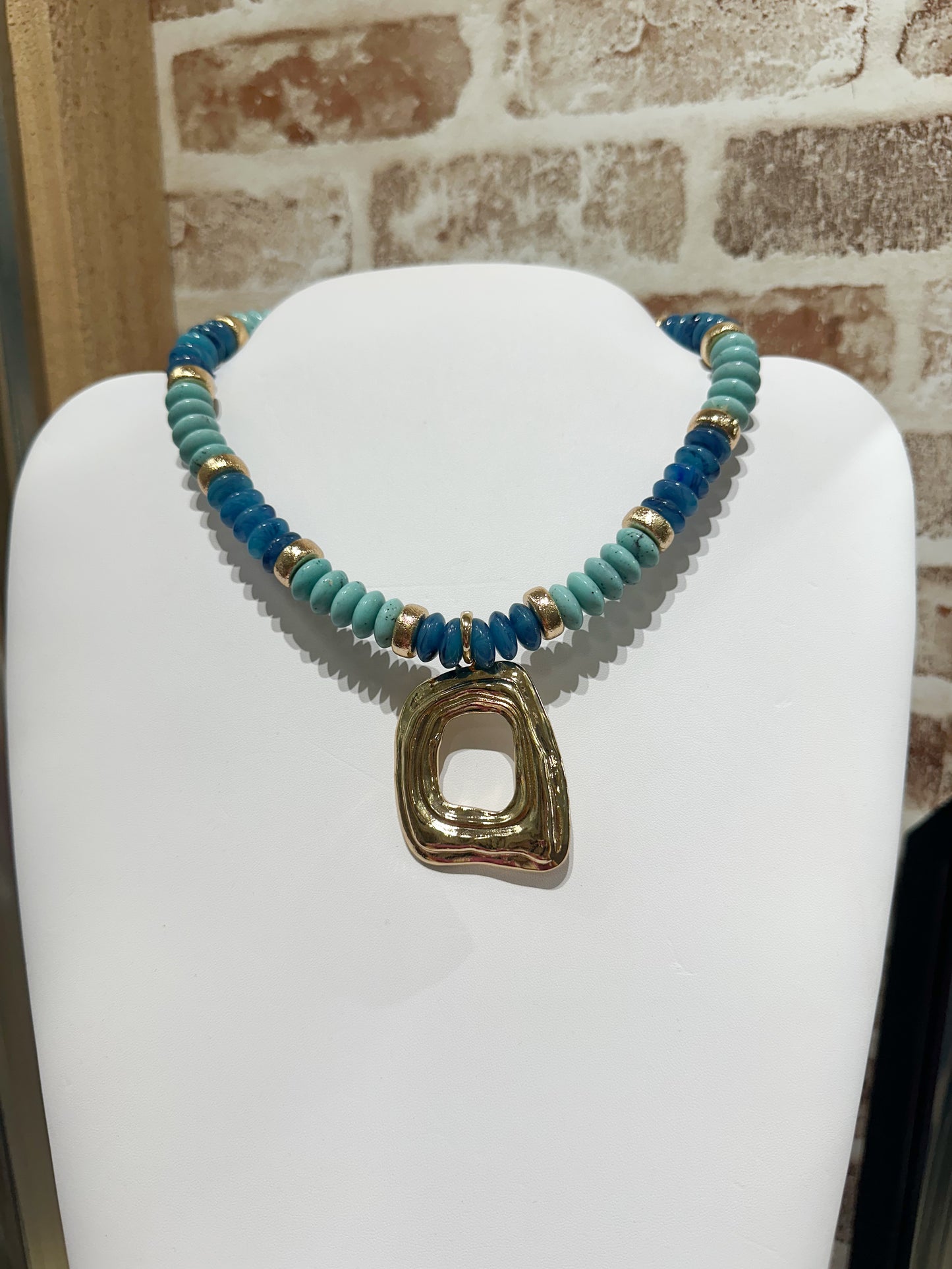 Blue Disc Charm Necklace