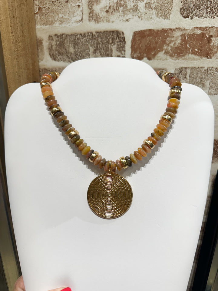 Neutral Disc Charm Necklace