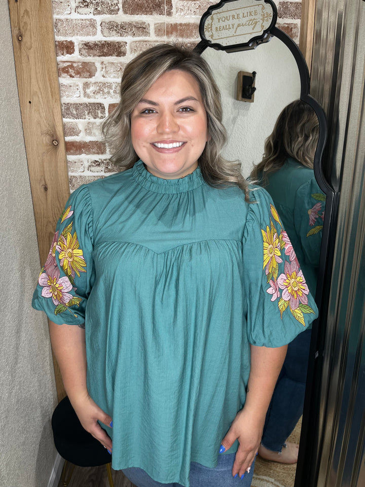 Curvy- Juliette Embroidered Top