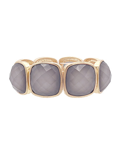 Square Stone Statement Bracelet - Grey