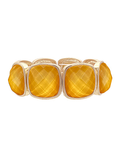 Square Stone Statement Bracelet - Mustard