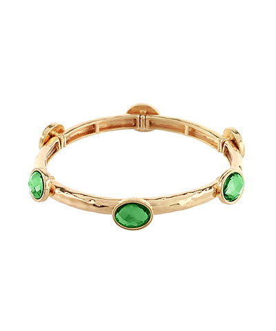 Oval Bangle Bracelet - Green