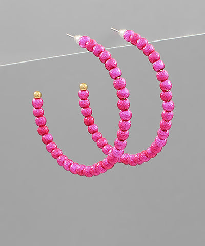 Fuchsia Textured Metal Hoops