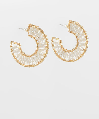Double Metal Line Beaded Hoops