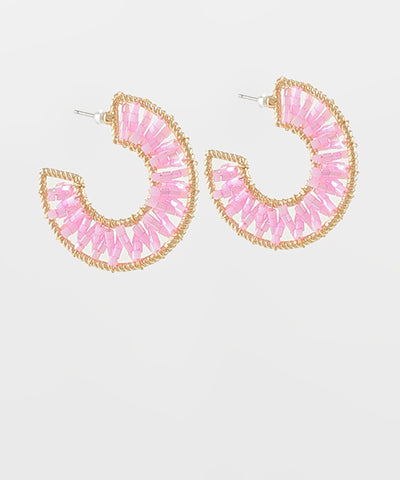 Double Metal Line Beaded Hoops